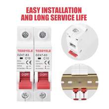 1 pezzo Interruttore automatico monofase 10A/16A/20A/32A/50A/63A, adatto per protezione dell'illuminazione, accessori per installazione elettrica, interruttore automatico per piccoli circuiti, interruttore automatico per uso domestico, scatola interruttori, interruttore intelligente, elettrica, cablaggio domestico, design compatto, struttura durevole, ingegneria di precisione, protettore di circuito, manutenzione professionale, installazione domestica