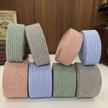 1 Rolle einseitig geripptes Band, gestreiftes Kordsamt-Band, verschiedene Farben, 3 Handwerke verfügbar (Folienpunkt, Strass-Einlage oder hochmetallischer Glanz), geeignet für DIY-Basteleien, Haarzubehör, Geschenkverpackung, Weihnachtsdekoration, Blumenarrangements, Hochzeiten, Partydekorationen