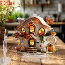 ديكور منزل اليقطين بطراز بوهيمي - من الاكريليك، مناسب للعرض على المكتب في المنزل أو المكتب أو المقهى - ديكور مثالي للخريف وعيد الشكر