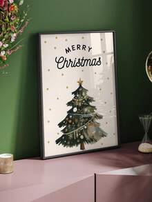 1 Piece Christmas Tree Wall Art Posters Merry Christmas Canvas Wall Arts Vintage Wall Artwork Winter Wall Prints Christmas Room Decoration Living Room Wall Decor Christmas Gift No Frame