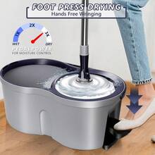 Spin Mop And Bucket Set EasyWring Microfiber Spin Mop With 3 Mop Pads Pedal Spinning Mops And Bucket With Wringer Set For Floor Cleaning Home Office Suitable - Xanh đậm - Xem 2