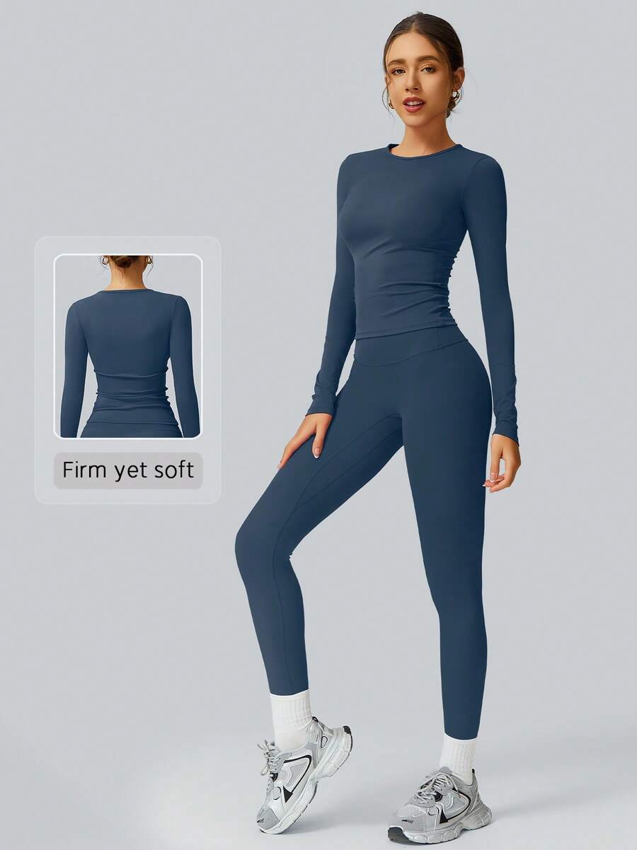 NcmRyu 1 Set Women's Stretchy Tight Cycling, Dance, Fitness, Yoga Activewear Outfit Spring - Blue - View 1