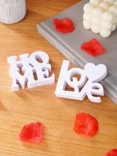 1pc White Double-Layer Love/Home Letter Decor, Modern Minimalist PVC Material Home Decor Letter Sign, Suitable For Product Display, Office Desk, Home, Valentine's Day, Wedding Anniversary Decoration