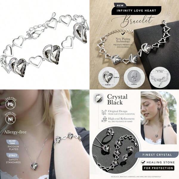 Infinity Love Heart Bracelet Birthstone Bracelets For Women With Healing Crystals AllergyFree Jewellery For Women With Gift Box SilverTone Link Charm Bracelet 7inch Chain 2inch Extender