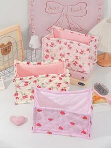 1 Peça Cesta de Armazenamento Acolchoada de Mesa Bonita e Prática, Cesta de Armazenamento de Miudezas de Mesa, Cesta de Armazenamento de Batom, Pincel de Maquiagem e Produtos de Skincare, Ornamentos de Mesa, Caixa de Armazenamento de Cosméticos, Usada para Armazenar e Organizar Pincéis e Produtos de Skincare, Decoração de Mesa, Armazenamento de Fone de Ouvido e Batom, Cesta de Piquenique Portátil