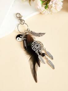 1pc Dream Catcher Keychain For Women,Boho Feather Keychain,Yin Yang Tai Chi Key Chain,Cute Keychain, Boho Bag Charm, Keyrings,Accessories For Backpack,Decorate Your Purse,Mobile Phones,Handbags,Tote, Backpack,Cameras, Car Keys Bag Accessories Lanyards With Id Holder Car Accessories Bag Charms Christmas Gift