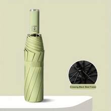 1把自动折叠伞，10根钢骨，190T伞面，防风设计，一键开合，便携旅行伞，塑料手柄，自动防风伞，女士适用，雨伞，强光防雨，高品质男女通用伞，通勤、旅行、日常使用的理想之选 - 成人礼品 - 多色 - 查看 11