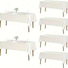 6-Pack White 60 X 102-Inch High-Quality Tablecloth, Soft And Wrinkle-Resistant, Ideal For Rectangular Tables, Birthday Parties, Camping Dinners And Holiday Gatherings