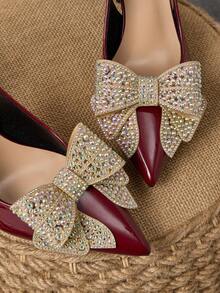 1 Pasang Jepit Sepatu Pita Berlian Imitasi, Jepit Sepatu Lipat Elastis Berbentuk Bunga yang Glamor dan Dapat Dilepas, Cocok untuk Pernikahan, Pesta, Gala, Serbaguna untuk Sepatu Hak Tinggi, Sepatu Datar, dan Tas - Sampanye - View 4