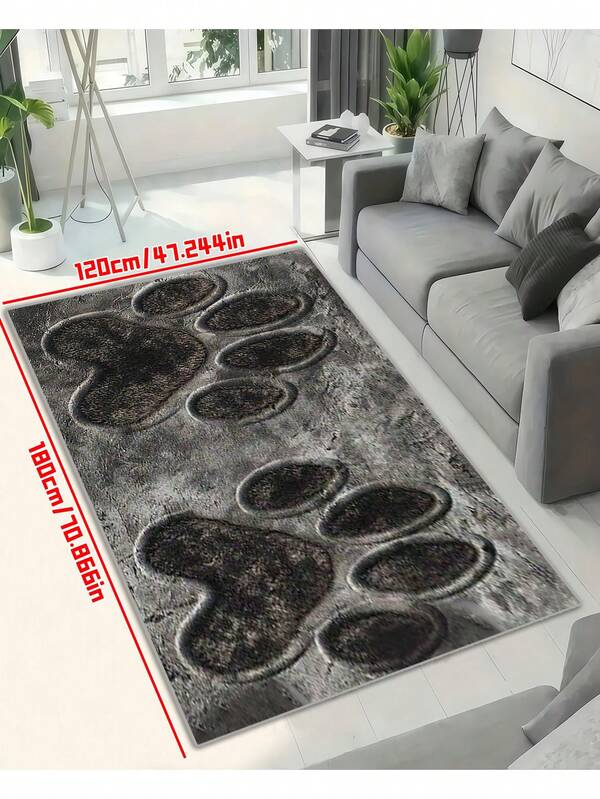 1 Stück rutschfeste waschbare Fußmatte mit Pfotenmuster - Weicher Plüsch-Polyester-Teppich, geeignet für Wohnzimmer, Schlafzimmer, Esszimmer und Heimdekoration, Wohnzimmerteppich