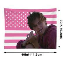 1pc Conrad Fisher Flag Christopher Briney Merch Dorm Room Essentials Pink American Flag Celebrity Hanging Wall Tapestry Art For Bedroom Livingroom - Pink - View 9