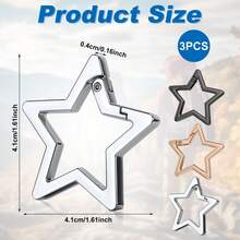 3pcs Star Carabiner Clip, Zinc Alloy Star-Shaped Keychain Clip Spring Snap Key Holder Keyring Hooks Keychain Clasp For Traveling Campling Hiking Fishing Outdoor Accessories (3 Colors)