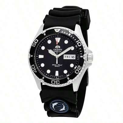 Orient 日本进口东方双狮全自动机械表男士防水运动潜水表水鬼男表黑盘圆点刻度/树脂FAA02007B9 FAA02008D9