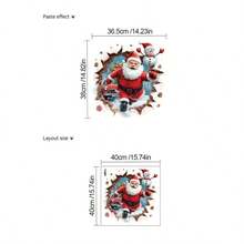 1PC Removable PVC Wall Decals – [3D Three-Dimensional Wall-Breaking Santa Claus Wall Stickers, Christmas Snowman Decorations, Christmas Reindeer Pulling A Sleigh]Self-Adhesive Waterproof Wall Stickers For Home Decor, Room Decor, Wall Decor, And Kitchen – Easy To Apply, Ideal For Living Room, Bedroom, Or Office Christmas Decorations Christmas Decorations Home