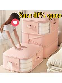 Oversized Portable Compression Storage Bag,Extra Large Capacity Space-Compression Storage Bag- Zipper Closure, Durable Nylon Clothing And Bedding Travel Organizer Bag- Stackable Home Moving Storage Bag,Space-Saving Organizer For Clothes, Quilts, Pillows, Sofa Cushions, Duvets - Ideal For Bedrooms And Living Rooms,Efficient Space Optimization For Wardrobe And Under-Bed - Multicolor - View 2