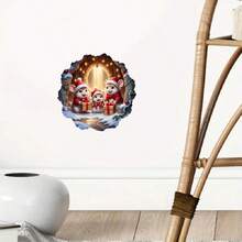 ملصق حائط عيد الميلاد قطعة واحدة، عائلة فأر جميلة بقبعات سانتا وصندوق هدايا، ملصق لاصق ذاتي من البي في سي، ديكور منزلي لغرفة المعيشة والنوم والمدخل، مشهد ثلجي شتوي