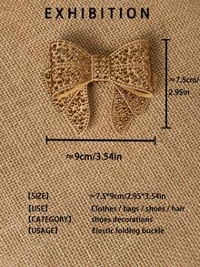 1 对水钻蝴蝶结鞋夹，迷人可拆卸鞋花弹性可折叠装饰夹，适合婚礼、派对、庆典，可灵活搭配高跟鞋、平底鞋、包包 - 金色 - 查看 2