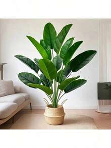Paradise Bird Artificial Plant Fake Tree Fake Banana Leaf Plant Tropical Palm Tree Potted Plant | Home Indoor Modern Decor Natural Decoration | Large Realistic Leaves | - Green - View 5