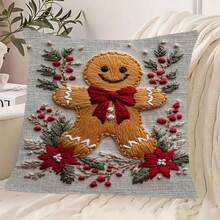 4pcs Christmas Decorative Pillow Covers Set - Santa Claus, Christmas Stockings, Patterned Pillow Covers, Holiday Decor Cushion Covers, 18x18 Inches, Suitable For Bedroom, Living Room, Sofa, Patio, Car