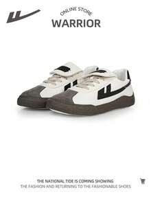 WARRIOR 1 双女式撞色休闲运动鞋，简约时尚百搭系带设计 - 白/深灰/黑 - 查看 2