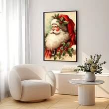 1pc Vintage Santa Claus Canvas Poster - Frameless Christmas Wall Art Decor With Santa'S Face Holiday Colors - Indoor/Outdoor Decoration For Living Room, Kitchen, Office - Perfect Christmas Gift For Home Decoration, Festive Artwork, Highquality Print, Seasonal Decorators
