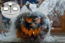 Halloween Party Mist Maker 3 Mist Maker Spray Heads,Ultrasonic Water Pond Fountain Fogger 12 LED Red Yellow And Blue Light Flashes Aluminum Atomizer Air Humidifier