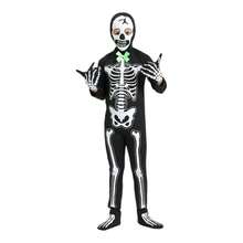 DISFRAZ HALLOWEEN O DIA DE MUERTOS PARA NIÑOS MOD. ESQUELETO, INCLUYE MASCARA Y GUANTES - Negro - Ver 1