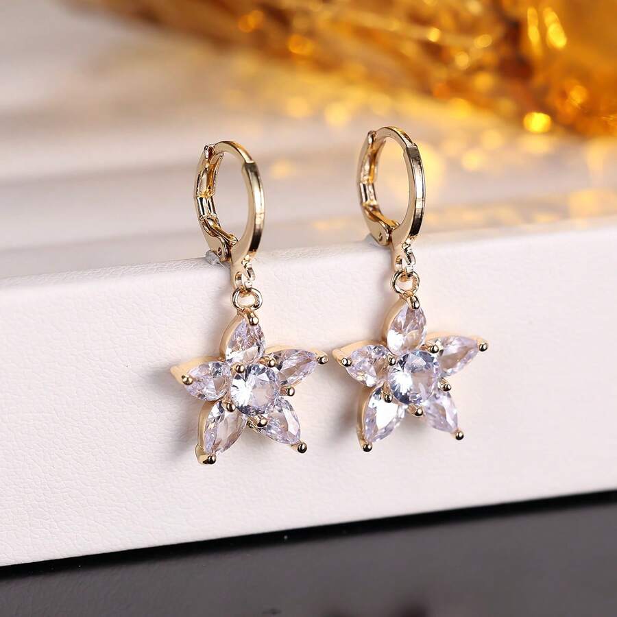1 Pair Luxury Floral Earrings, Exquisite Niche Design Earrings Suitable For Daily Wear, Dates And Other Occasions To Add An Elegant Charm