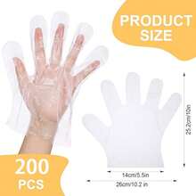 200-Plastic Safety Disposable Gloves, Food Handling, One Size Fits Most