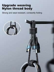 3-In-1 120W Max Multi-Device Fast Charging Cable, Super , Type-C Fast Charging Port. Fully Compatible With IPhone And Android Phones And Tablets - Supports 16/15/14/13/12/11, Galaxy S24/S23/S22/S21, Vivo And Other Models, And Can Be Universally Used Compatible With Iphone, Android Devices, Cameras, MP3 Players, Etc. An Ideal Choice For Christmas/Household Gifts.