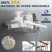 VIDA4U 3 Piezas Organizador de Ducha de Esquina, Repisas de Ducha, Estantes de Baño de Aluminio con Adhesive Ganchos y Jabonera, Fácil Instalación, Esquinero Regadera Organizador (Plata) - pago - Ver 4