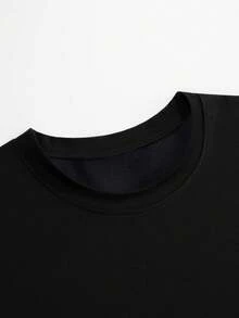 Men's Casual Warm Thermal Lined Long Sleeve T-Shirt, Autumn/Winter - Black - View 4