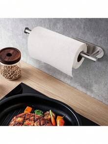 Portarrollos de Papel de Cocina, Acero Inoxidable Soporte para Papel de Baño, Soporte para Toallas de Papel, Taladrado y Autoadhesivo (Plata) - Plateado - Ver 8