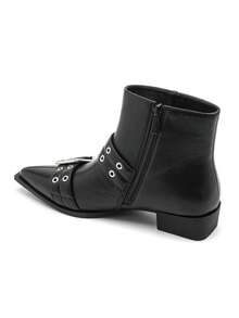 Giày bốt cổ ngắn khóa kim loại – Phong cách Rock Chic - Đen 6392 - Xem 4