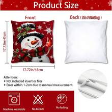 2pcs Christmas Snowman Pillow Covers, Cute Snowman, Redbird And Snowflake Design, Farmhouse Style Polyester Fabric Zippered Pillow Sham, Christmas & Winter Home Decor, Suitable For Party, Home Sofa Bed Chair, Farmhouse Outdoor Patio Decoration, Machine Washable, Zipper Closure, Pillow Insert Not Included