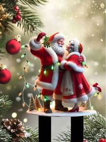 1 Stück elegante Acryl Weihnachtsmann & Frau Weihnachtsmann Gartendekoration - saisonale Feiertags-Rasendekoration, ohne Strombedarf, ohne Federn, hervorragend für Weihnachtsgartendekoration und Weihnachtsparty-Dekoration