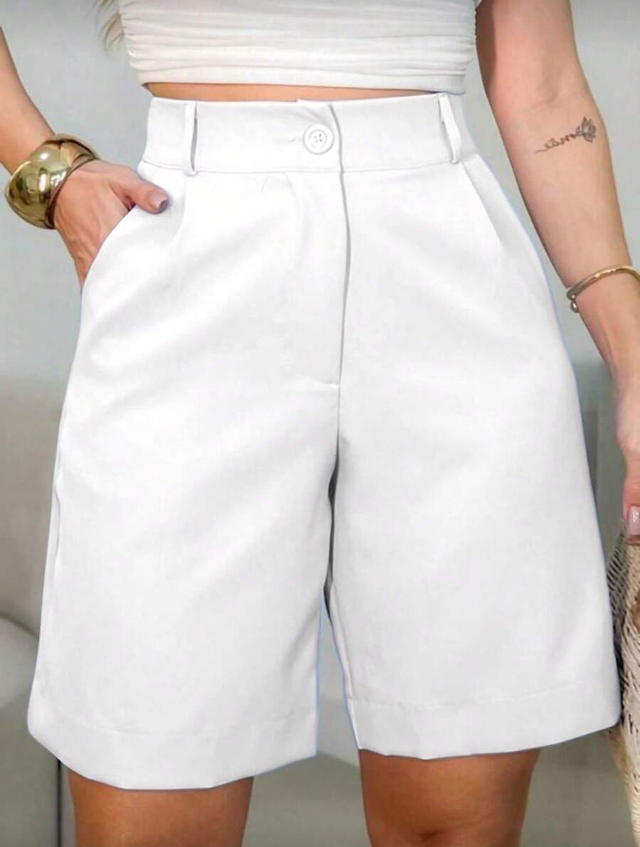 Tailored Bermuda Shorts Without Belt - Gringa Fashion - trắng - Xem 1