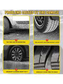 HGKJ P16 汽车轮胎光亮涂层喷雾，轮胎及塑料橡胶轮毂修复喷雾，抛光增强剂，汽车美容，提供保护和持久光泽，轮胎光亮喷雾，黑色轮胎抛光涂层，增亮剂，持久有效，紫外线防护，多功能轮胎翻新剂 - 彩色 - 查看 6