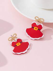 1 par de pendientes de joyería de moda con diseño de cerámica suave falsa y esmalte con motivo navideño de Papá Noel, decoración perfecta para reuniones festivas