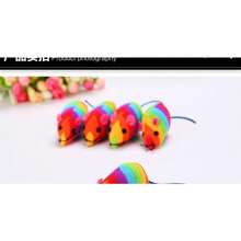 ¡2 ratas de felpa multicolor! Tamaño 7.5*4 cm - Juguetes para gatos vibrantes y suaves! - de colores del arco iris - Ver 6