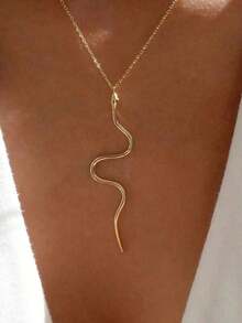 1pc New Fashion Simple Snake Pendant Necklace For Women's Spring And Summer Accessories - Nhiều màu - Xem 5