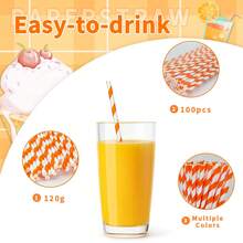 100 قطعة/عبوة قش ورقي متعدد الألوان مخطط - 6*197 مم | قش للحفلات، مناسب لعيد الميلاد والزفاف والمناسبات المختلفة، يمكن استخدامه كقش للشرب