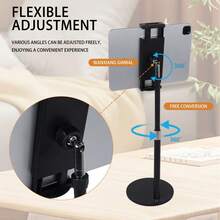 Height Adjustable Metal Tablet Stand For Desk Portable Monitor Stand, Adjustable 360 Degree Rotating Tablet Holder - Black - View 7