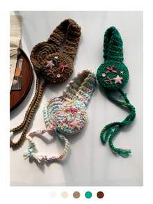 1 chiếc bịt tai len dệt kim buộc dây họa tiết ngôi sao và nơ Y2K dành cho nữ, băng đô giữ ấm tai dệt kim cho mùa thu/đông, bịt tai màu trắng - Nhiều màu - Xem 12