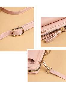 1 pièce Sac à bandoulière long mode pour femme, portefeuille en PU, bandoulière amovible, porte-monnaie polyvalent, grand sac à bandoulière multifonction de couleur unie simple, petit sac à bandoulière pour téléphone portable, sac à bandoulière zippé, petit sac carré, sac à dos de voyage, sac de rangement pour téléphone portable et porte-monnaie