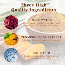 Limpiador facial iluminador de cúrcuma, que contiene agua de rosas, glicerina y extracto de raíz de cúrcuma. Elimina eficazmente la suciedad de la superficie de la piel y el aceite del interior de los poros, ayuda a reducir los poros y hace que la piel sea talla grande delicada. Es adecuado para la limpieza diaria de todo tipo de pieles y contiene 30 discos de algodón.