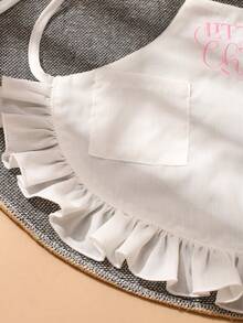 Baby Pink Embroidered Chef Photography Costume, White Chef Hat & Apron Set, Infant/Toddler Unisex Photo Shoot Outfit - White - View 8