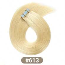 Tape In Hair Extensions Bleach Blonde 100% Real Human Hair 16-26 Inches 20pcs 50g/Pack Straight Seamless Skin Weft Tape In Human Hair Extensions Blonde(16-26 Inches #613 Bleach Blonde) - S613 - 查看 7