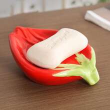 Random Rose Ceramic Soap Dish, Lightweight Luxury Soap Holder With Drainage, Bathroom Vanity Organizer - Multicolor - View 5