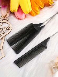 10/3 piezas/1 pieza Peine negro de cola puntiaguda, peine para teñir el cabello con aguja de acero - Peine de peluquería diseñado, con partición para corte de cabello y diseño de cola puntiaguda, adecuado para cabello normal, vuelta al colegio, necesidades de viaje y vacaciones, accesorios para el cabello de mujer, cepillo de cabello, cepillo para alisar, cepillo para cabello rizado, cepillo para el borde, peine, cepillo de cabello, juego de cepillos de cabello, peine para el cabello, peine para rizos, cepillo desenredante, cepillo de cabello para mujer, cabello, viaje, productos para el cabello, herramientas para el cabello, artículos para el cabello, barbero, accesorios de barbero, barbería, equipo de peluquería - Multicolor - Ver 8